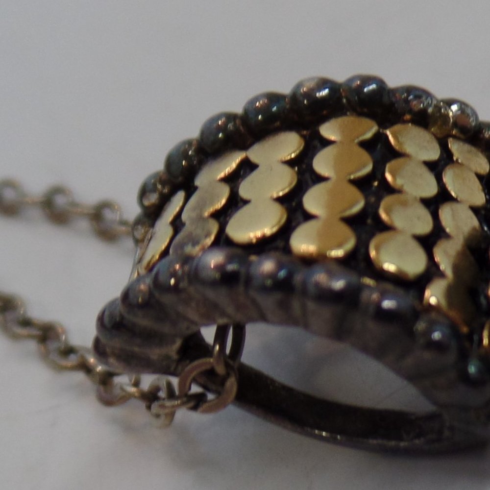 VINTAGE PREMIER DESIGNS *MIRA* SILVER & GOLD-PLATED NECKLACE EXTENDER/SLIDE 22" - Picture 6 of 15
